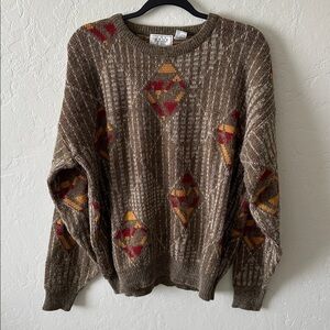 Vintage Brown Geometric Pattern Sweater